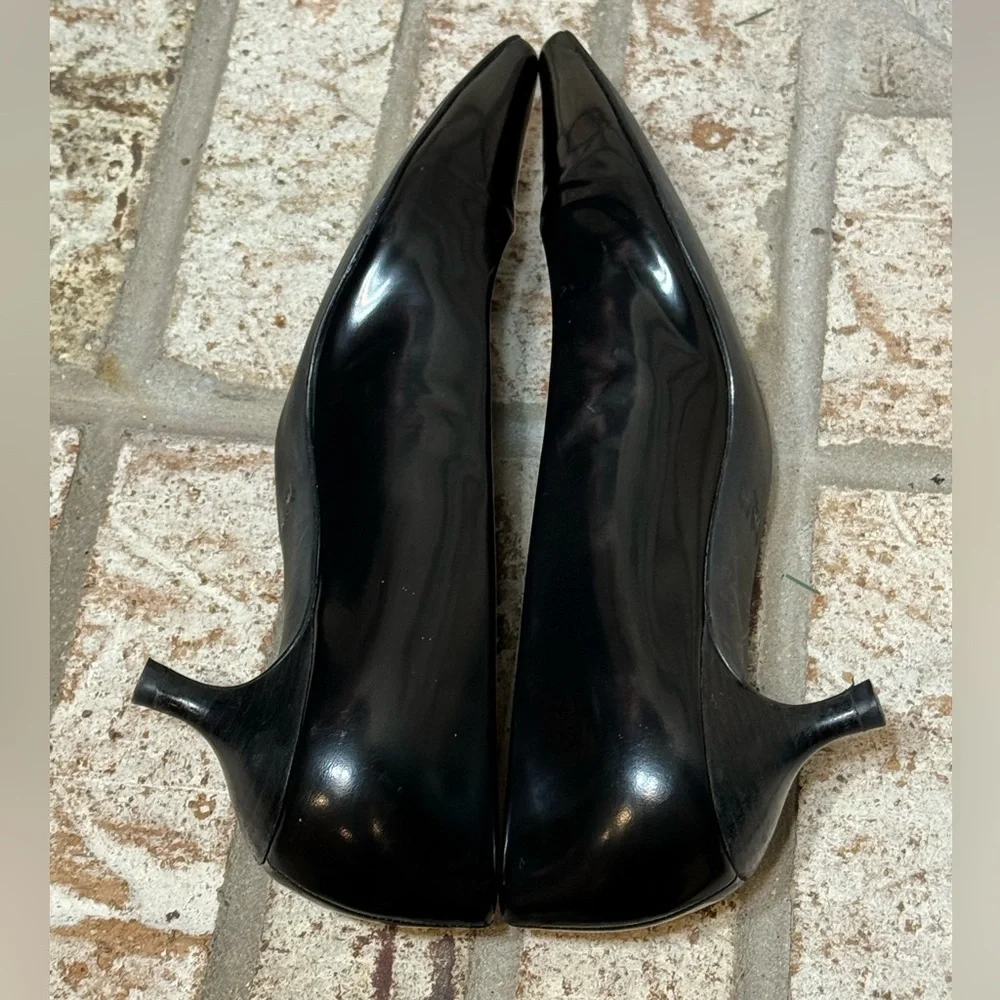 Coach Black Patent Leather Kitten Heels Pointed Toe Size 8 Worn Twice Like New - Picture 5 of 9